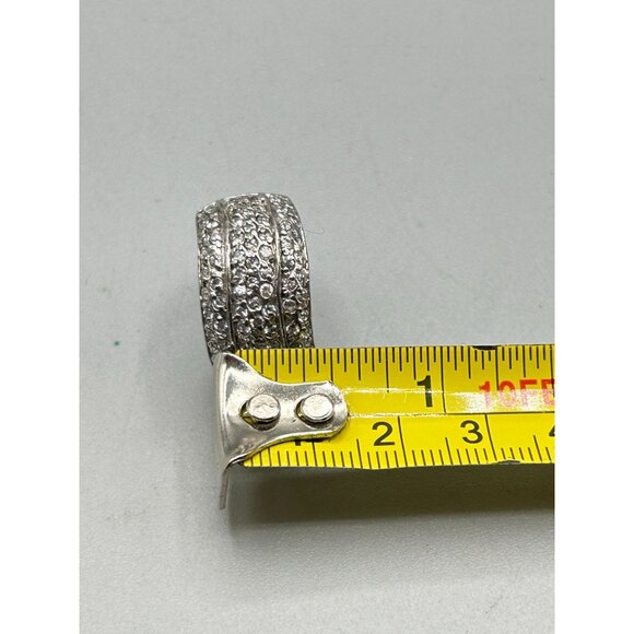 Sterling Silver Triple Band Design Ring Size 5.75 CZ Pave Vintage Jewelry - Picture 6 of 8